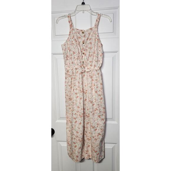 Carters Girls Floral Linen Blend One Piece Jumpsuit Size 12 - Picture 1 of 5